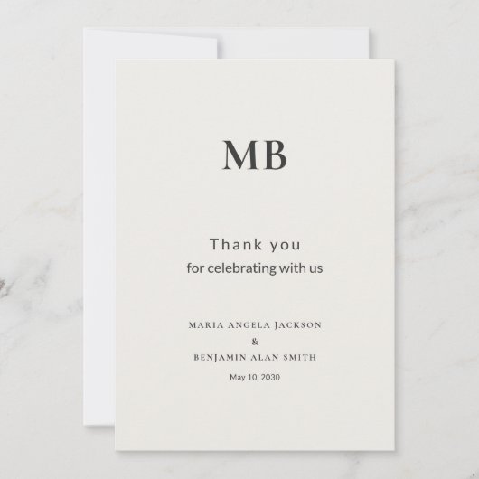 Modern Minimal Micro Wedding Dankeskarte (Vorderseite)