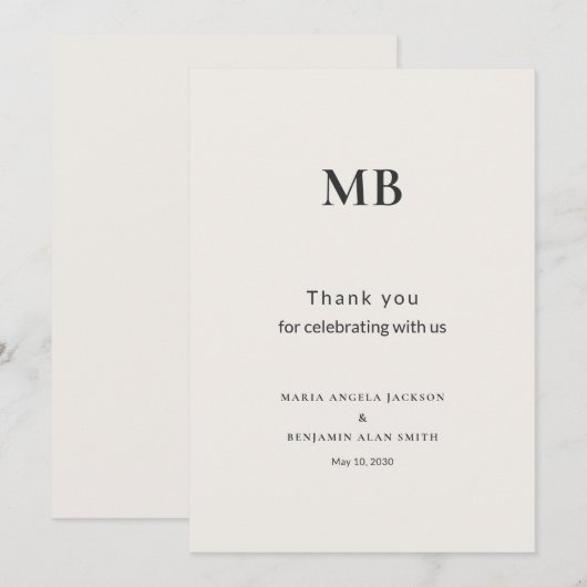 Modern Minimal Micro Wedding Dankeskarte (Vorne/Hinten)