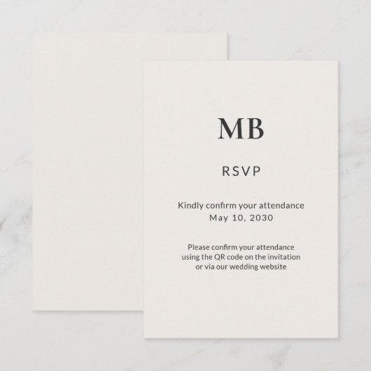 Modern Minimal Micro Wedding RSVP Karte (Vorne/Hinten)