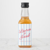 Modern Minimal Minimalist Blue Red Wedding Mini Alkoholflaschenetikett (Vorderseite)