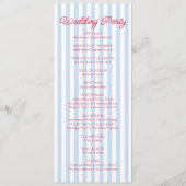 Modern Minimal Minimalist Blue Stripes Red Wedding Programm (Rückseite)