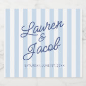 Modern Minimal Minimalist Blue Stripes Wedding Bierflaschenetikett (Einzelnes Label)