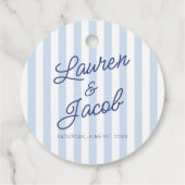 Modern Minimal Minimalist Blue Stripes Wedding Geschenkanhänger (Rückseite)