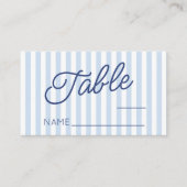 Modern Minimal Minimalist Blue Stripes Wedding Platzkarte (Vorderseite)