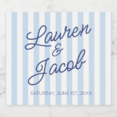 Modern Minimal Minimalist Blue Stripes Wedding Schaumweinetikett (Einzelnes Label)