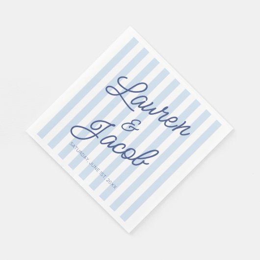Modern Minimal Minimalist Blue Stripes Wedding Serviette (Ecke)