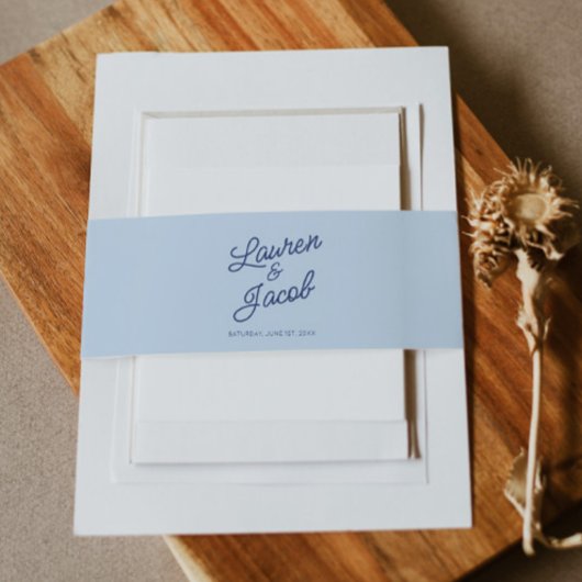 Modern Minimal Minimalist Blue Wedding Einladungsbanderole