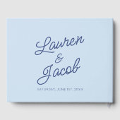 Modern Minimal Minimalist Blue Wedding Gästebuch (Rückseite)