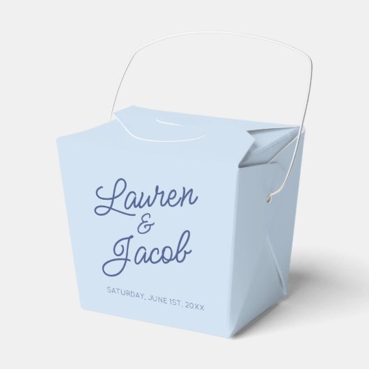Modern Minimal Minimalist Blue Wedding Geschenkschachtel (Vorderseite)