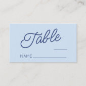 Modern Minimal Minimalist Blue Wedding Platzkarte (Vorderseite)