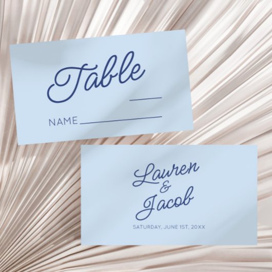 Modern Minimal Minimalist Blue Wedding Platzkarte
