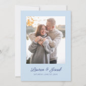 Modern Minimal Minimalist Blue Wedding Save The Date (Rückseite)