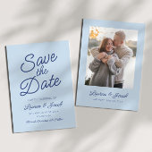 Modern Minimal Minimalist Blue Wedding Save The Date