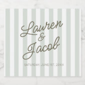 Modern Minimal Minimalist Green Stripes Wedding Bierflaschenetikett (Einzelnes Label)