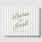 Modern Minimal Minimalist Green Stripes Wedding Gästebuch (Rückseite)