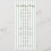 Modern Minimal Minimalist Green Stripes Wedding Programm (Rückseite)