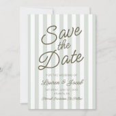 Modern Minimal Minimalist Green Stripes Wedding Save The Date (Vorderseite)
