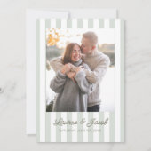 Modern Minimal Minimalist Green Stripes Wedding Save The Date (Rückseite)