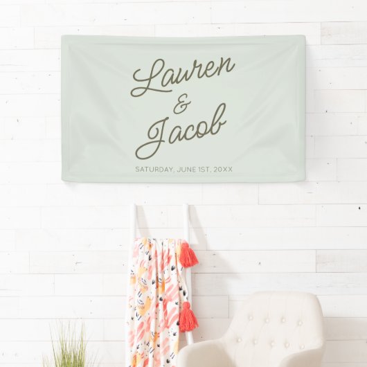 Modern Minimal Minimalist Green Wedding Banner (Insitu)