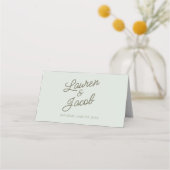 Modern Minimal Minimalist Green Wedding Platzkarte (Rückseite)