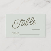 Modern Minimal Minimalist Green Wedding Platzkarte (Vorderseite)