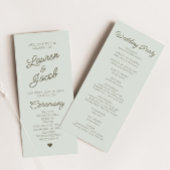 Modern Minimal Minimalist Green  Wedding Programm