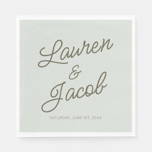 Modern Minimal Minimalist Green Wedding Serviette (Vorderseite)