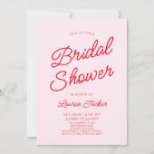 Modern Minimal Minimalist Pink Red Bridal Shower Einladung (Vorderseite)
