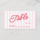 Modern Minimal Minimalist Pink Stripes Red Wedding Platzkarte (Vorderseite)
