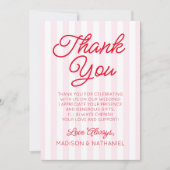 Modern Minimal Minimalist Red Pink Stripes Wedding Dankeskarte (Vorderseite)