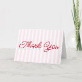 Modern Minimal Minimalist Red Pink Stripes Wedding Dankeskarte (Vorderseite)