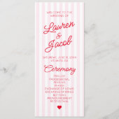 Modern Minimal Minimalist Red Pink Stripes Wedding Programm (Vorderseite)