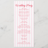 Modern Minimal Minimalist Red Pink Stripes Wedding Programm (Rückseite)