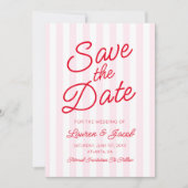 Modern Minimal Minimalist Red Pink Stripes Wedding Save The Date (Vorderseite)