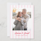Modern Minimal Minimalist Red Pink Stripes Wedding Save The Date (Rückseite)