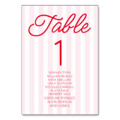 Modern Minimal Minimalist Red Pink Stripes Wedding Tischnummer (Vorderseite)