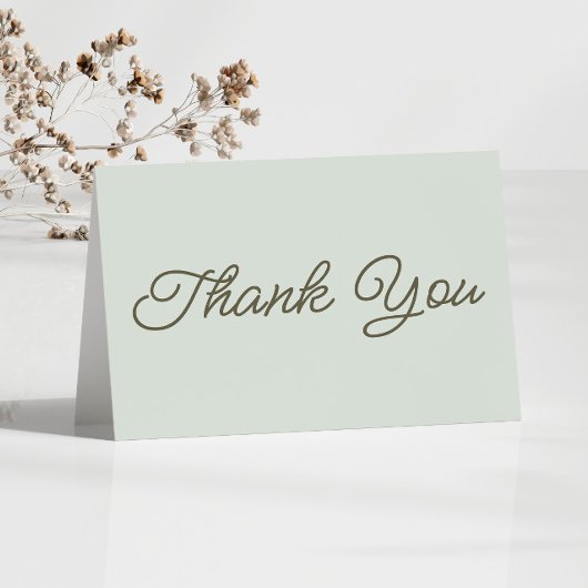 Modern Minimal Minimalist Sage Green Wedding Dankeskarte