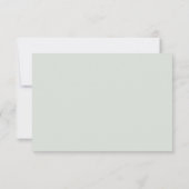 Modern Minimal Minimalist Sage Green Wedding RSVP Karte (Rückseite)