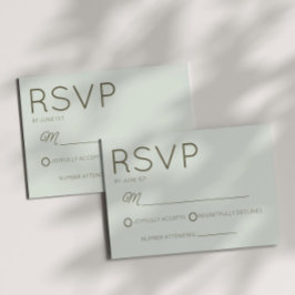 Modern Minimal Minimalist Sage Green Wedding RSVP Karte