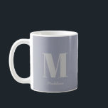 Modern Minimal Monogram, Anfangsgrauer Name Kaffeetasse<br><div class="desc">Moderne Minimal-Monogram-Tasse Erstgrau-Name-Kaffee</div>