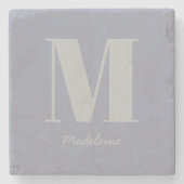 Modern Minimal Monogram, Anfangsgrauer Name Steinuntersetzer (Vorderseite)