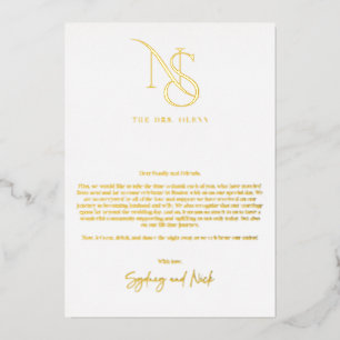 Modern Minimal   Monogram-Hochzeitstisch Dankeschö Folieneinladung