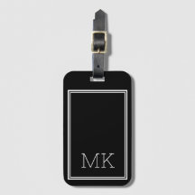 Modern Minimal Monogram Initials Frame Black