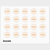 Modern Minimal Monogram Rett Date Orange Wedding Runder Aufkleber (Blatt)
