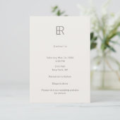 Modern Minimal Monogram Wedding Details Card Begleitkarte (Stehend Vorderseite)