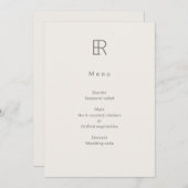 Modern Minimal Monogram Wedding Menükarte (Vorne/Hinten)