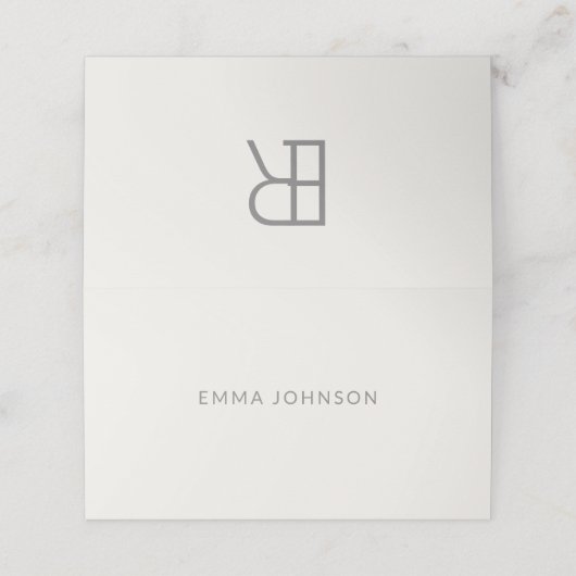 Modern Minimal Monogram Wedding Platzkarte (Außenseite Aufgefaltet)