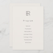 Modern Minimal Monogram Wedding Program Programm (Vorne/Hinten)