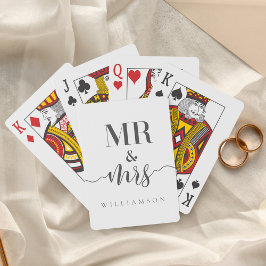 Modern Minimal Mr. & Mrs Typographic Black/White Spielkarten