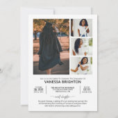 Modern Minimal Multi Photo Graduation  Einladung (Rückseite)